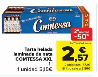 Carrefour Tarta helada laminada de nata COMTESSA XXL oferta