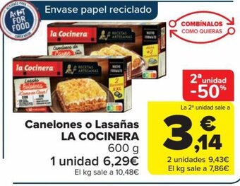 Carrefour Canelones o Lasañas LA COCINERA oferta