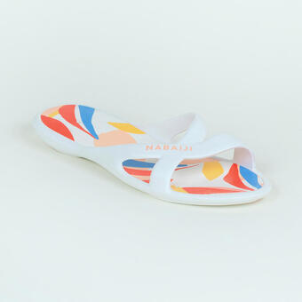 Decathlon Chanclas piscina slap 500 lea mujer blanco beis oferta