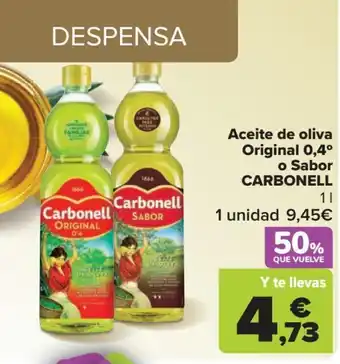 Carrefour Aceite de oliva Original 0,4° o Sabor CARBONELL oferta