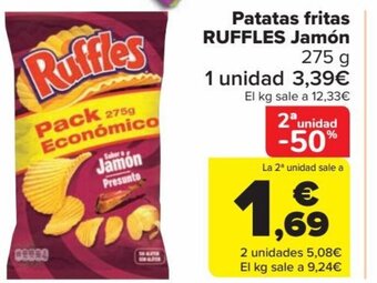 Carrefour Patatas fritas RUFFLES Jamón oferta