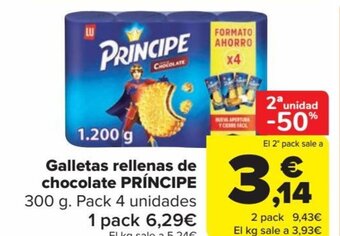 Carrefour Galletas rellenas de chocolate PRÍNCIPE oferta