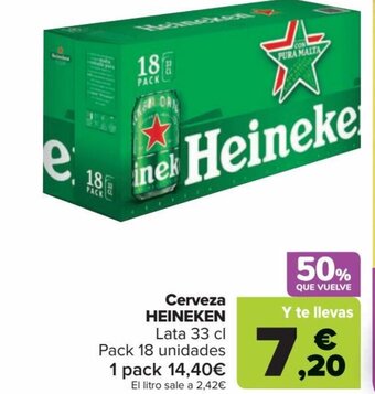 Carrefour Cerveza HEINEKEN Lata 33 cl oferta