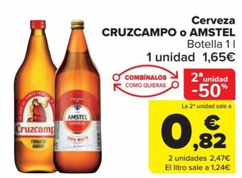 Carrefour Cerveza CRUZCAMPO O AMSTEL oferta
