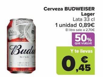 Carrefour Cerveza BUDWEISER Lager oferta