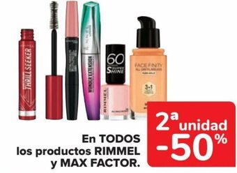 Carrefour EN TODOS los productos RIMMEL y MAX FACTOR. oferta