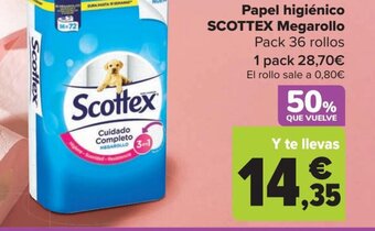 Carrefour Papel higiénico SCOTTEX Megarollo Pack 36 rollos oferta