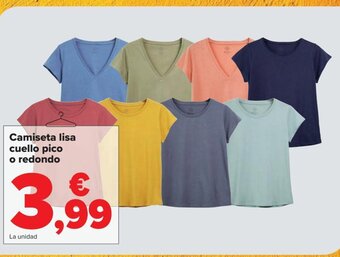 Carrefour Camiseta lisa cuello pico o redondo oferta