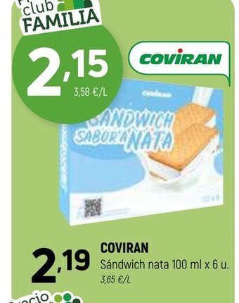 Coviran COVIRAN Sándwich nata 100 ml x 6 u. oferta