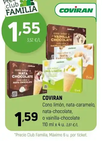 Coviran COVIRAN Cono limón, nata-caramelo, nata-chocolate, oferta