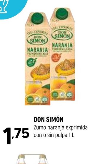 Coviran DON SIMÓN Zumo naranja exprimida con o sin pulpa 1 L oferta