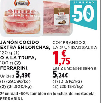 Hipercor JAMÓN COCIDO EXTRA EN LONCHAS, oferta