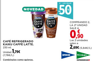 Hipercor CAFÉ REFRIGERADO KAIKU CAFFÈ LATTE. oferta