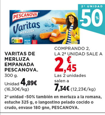 Hipercor VARITAS DE MERLUZA EMPANADA PESCANOVA. oferta