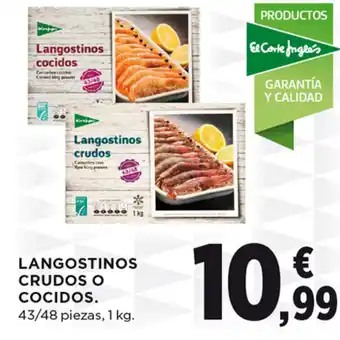 Hipercor LANGOSTINOS CRUDOS O COCIDOS. 43/48 piezas, 1 kg. oferta