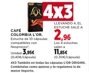 Hipercor CAFÉ COLOMBIA L'OR. oferta