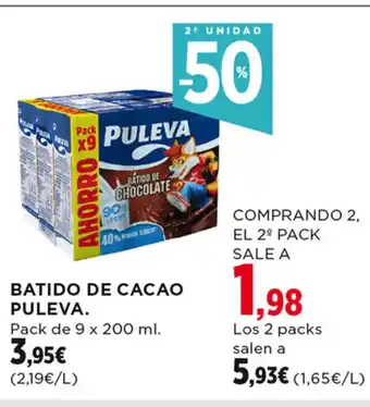 Hipercor BATIDO DE CACAO PULEVA. oferta