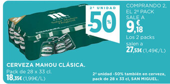 Hipercor CERVEZA MAHOU CLÁSICA. oferta