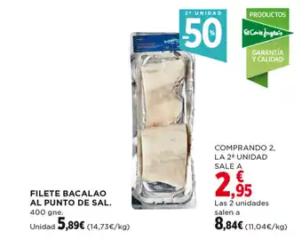 Hipercor FILETE BACALAO AL PUNTO DE SAL. 400 gne. oferta