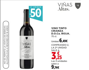 Hipercor VINO TINTO CRIANZA D.O.Ca. RIOJA. oferta