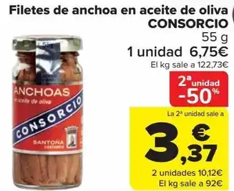 Carrefour Filete de anchoa en aceite de oliva consorcio oferta