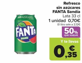 Carrefour Refresco sin azúcares fanta sandía oferta