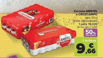 Carrefour Cerveza amstel o cruzcampo oferta