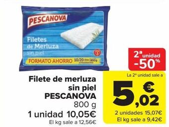 Carrefour Filete de merluza sin piel pescanova oferta
