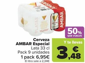 Carrefour Cerveza ambar especial oferta