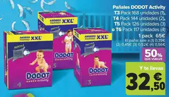 Carrefour Pañales dodot activity t3, t4, t5 o t6 oferta
