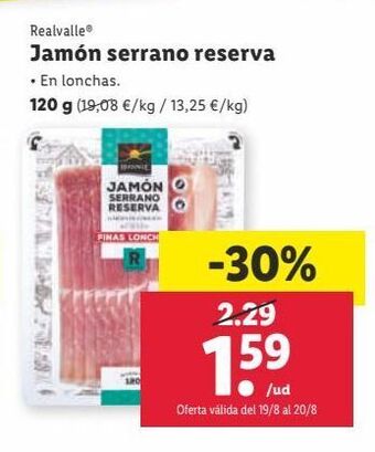 Lidl Jamón serrano realvalle oferta