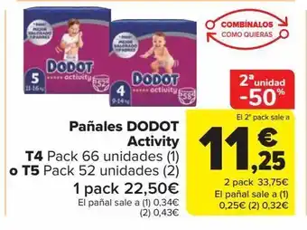 Carrefour Market Pañales dodot activity t4 o t5 oferta