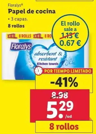 Lidl Papel de cocina floralys oferta