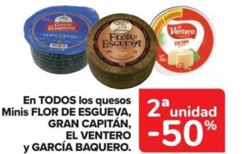Carrefour En TODOS los quesos Minis FLOR DE ESGUEVA GRAN CAPITÁN, EL VENTERO y GARCÍA BAQUERO. oferta