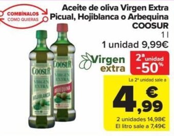 Carrefour Aceite de oliva Virgen Extra Picual, Hojiblanca o Arbequina COOSUR oferta