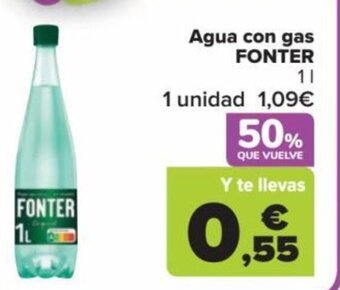 Carrefour Agua con gas FONTER oferta