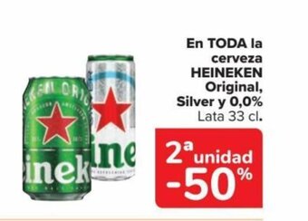 Carrefour En TODA la cerveza HEINEKEN Original, Silver y 0,0% Lata 33 cl. oferta