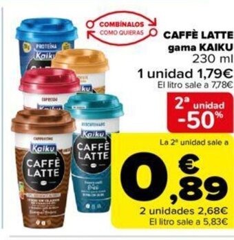 Carrefour CAFFÈ LATTE gama KAIKU 230 ml oferta