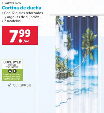Lidl LIVARNO home Cortina de ducha • Con 12 ojales reforzados y argollas de sujeción. oferta