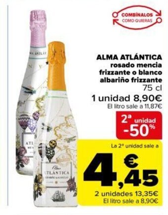 Carrefour ALMA ATLÁNTICA rosado mencia frizzante o blanco albariño frizzante oferta