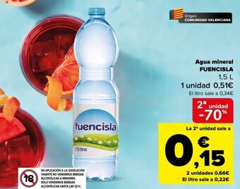 Carrefour Agua mineral FUENCISLA 1.5 L oferta