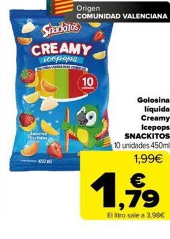 Golosina líquida Creamy Icepops SNACKITOS 10 unidades 450ml