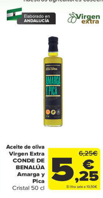Carrefour Cristal Aceite de oliva Virgen Extra CONDE DE BENALÚA Amarga y Pica 50 cl oferta