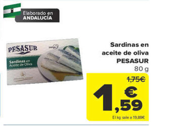 Carrefour Sardinas en aceite de oliva PESASUR oferta
