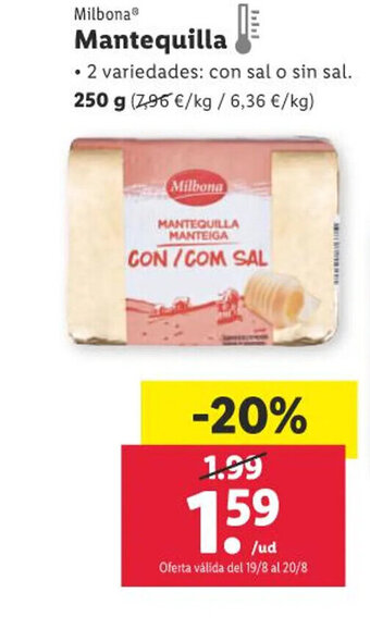 Lidl Milbona® Mantequilla oferta