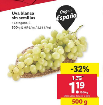 Lidl Uva blanca sin semillas oferta