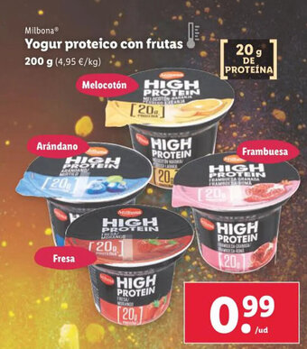 Lidl Milbona® Yogur proteico con frutas oferta