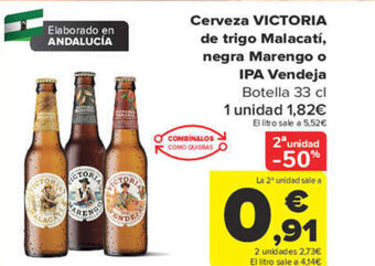 Carrefour Cerveza VICTORIA de trigo Malacatí, negra Marengo o IPA Vendeja Botella 33 cl oferta