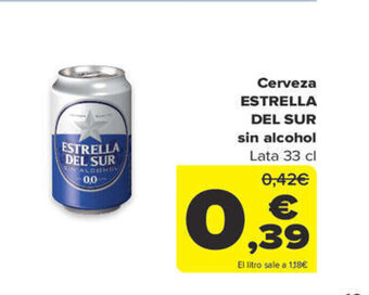 Carrefour Cerveza ESTRELLA DEL SUR sin alcohol Lata 33 cl oferta