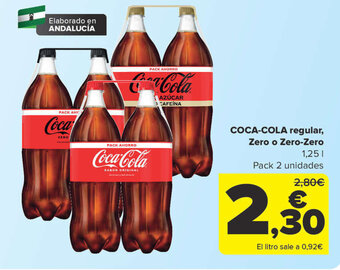 Carrefour COCA-COLA regular, Zero o Zero-Zero 1.25 L oferta